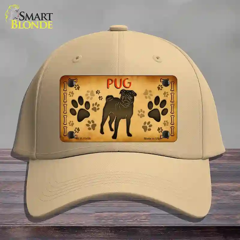 HAT22-MLP-10456 Pug Novelty License Plate Hat, Cotton - Khaki