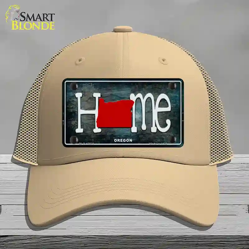 HAT15-MLP-12028 Oregon Home State Outline Novelty License Plate Hat, Mesh - Khaki