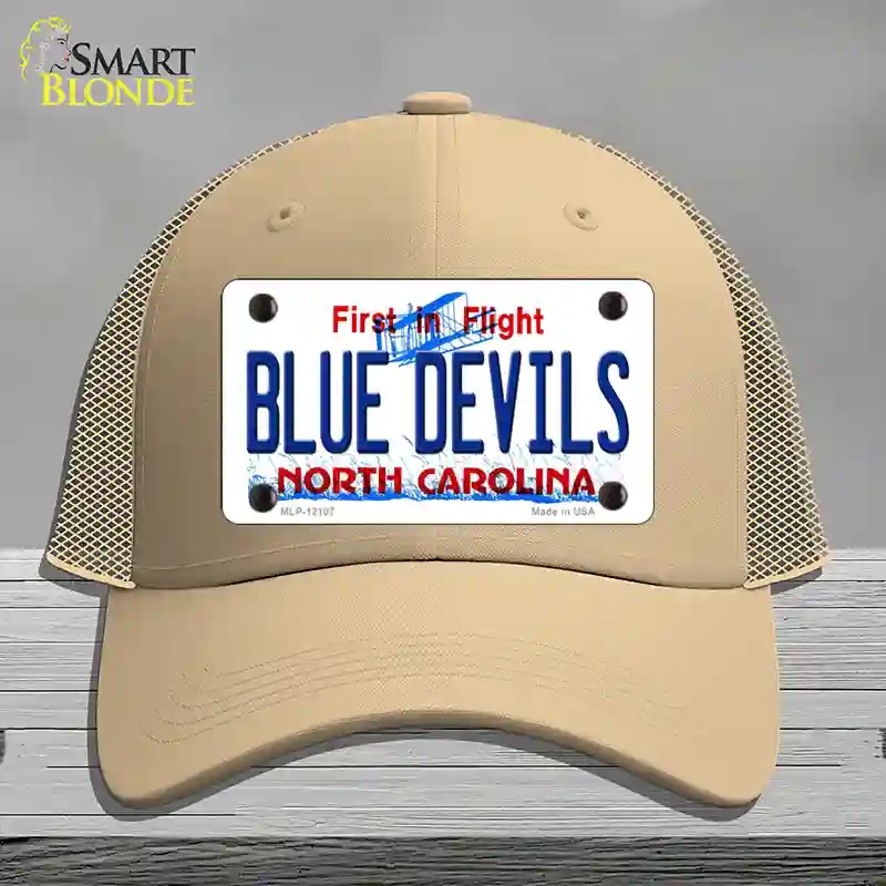 HAT15-MLP-12107 Blue Devils North Carolina State Novelty License Plate Hat, Mesh - Khaki