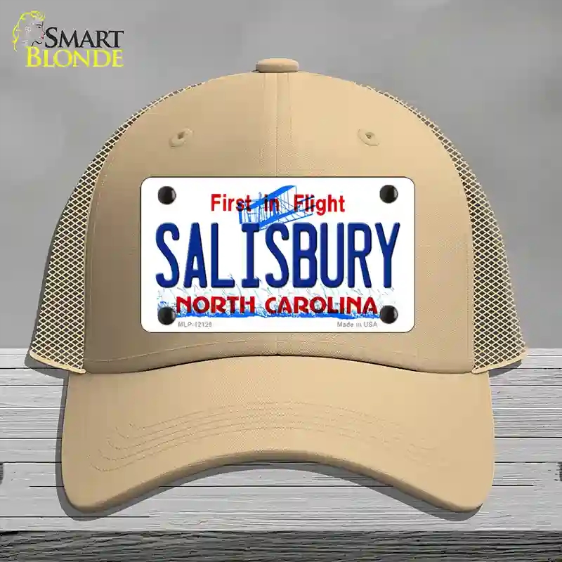 HAT15-MLP-12125 Salisbury North Carolina State Novelty License Plate Hat, Mesh - Khaki