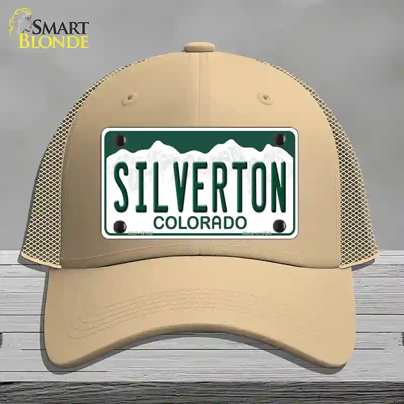 HAT15-MLP-12143 Silverton Colorado Novelty License Plate Hat, Mesh - Khaki