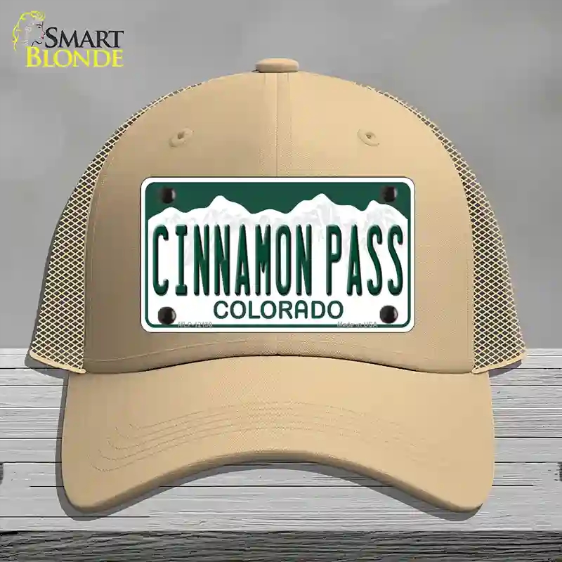 HAT15-MLP-12150 Cinnamon Pass Colorado Novelty License Plate Hat, Mesh - Khaki