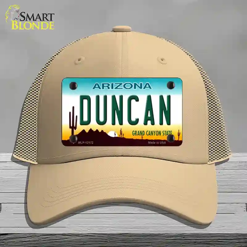 HAT15-MLP-12172 Duncan Arizona Novelty License Plate Hat, Mesh - Khaki