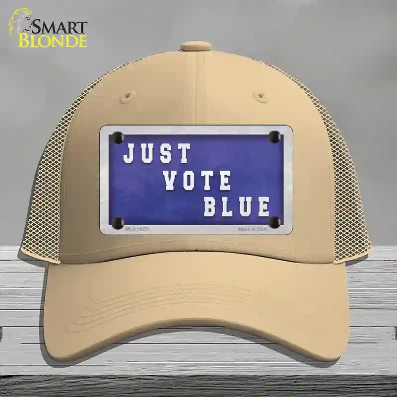 HAT15-MLP-12271 Just Vote Blue Novelty License Plate Hat, Mesh - Khaki