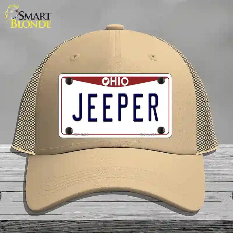 HAT15-MLP-12285 Ohio Jeeper Novelty License Plate Hat, Mesh - Khaki