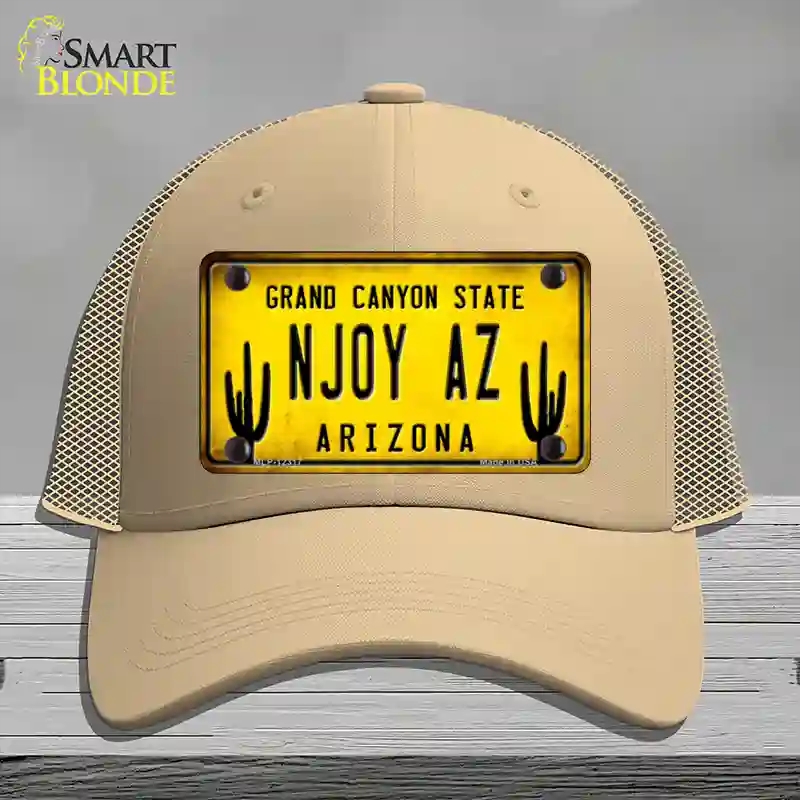 HAT15-MLP-12317 Arizona NJOY AZ Novelty License Plate Hat, Mesh - Khaki