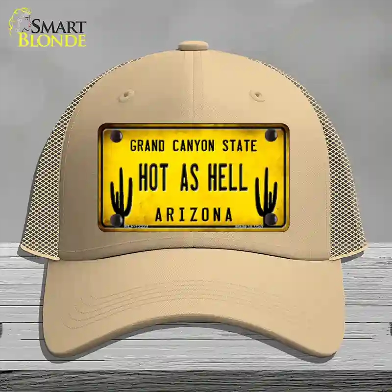 HAT15-MLP-12320 Arizona Hot as Hell Novelty License Plate Hat, Mesh - Khaki