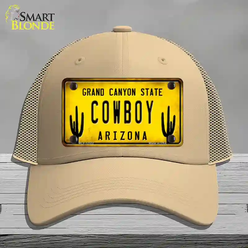 HAT15-MLP-12322 Arizona Cowboy Novelty License Plate Hat, Mesh - Khaki