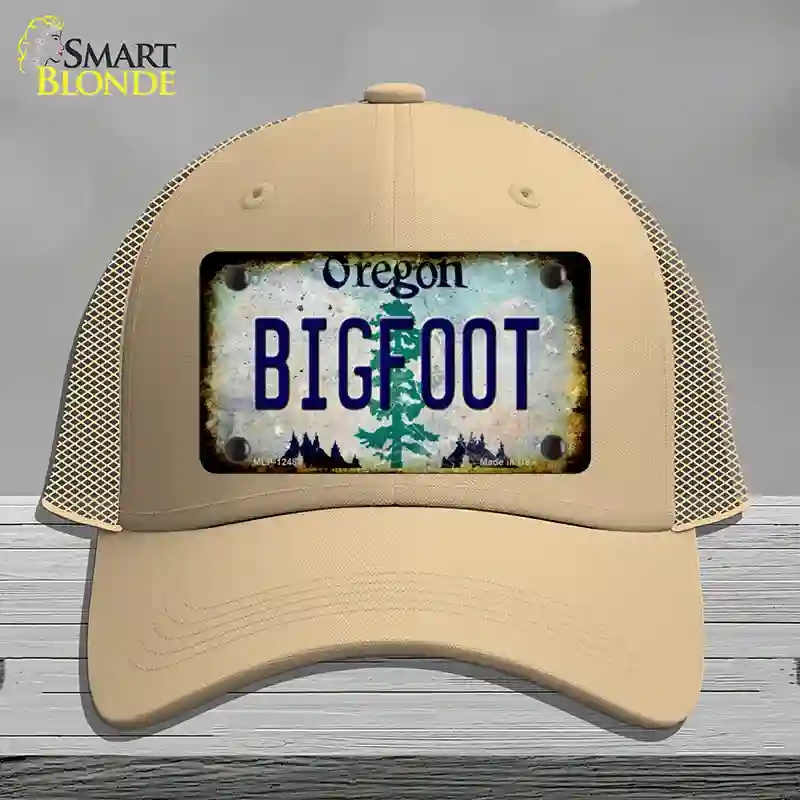 HAT15-MLP-12484 Bigfoot Oregon Novelty License Plate Hat, Mesh - Khaki
