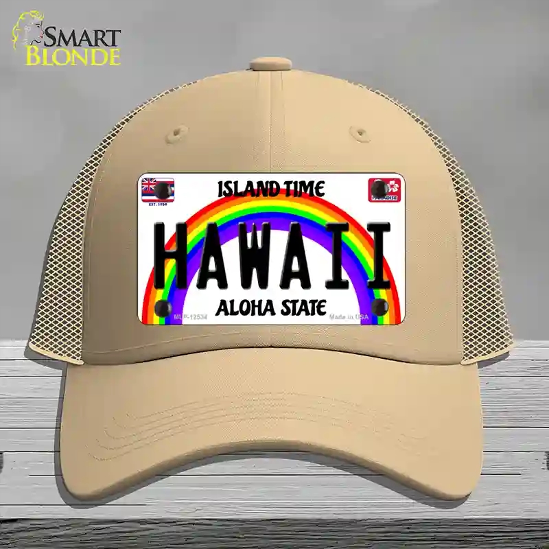 HAT15-MLP-12534 Hawaii Novelty License Plate Hat, Mesh - Khaki