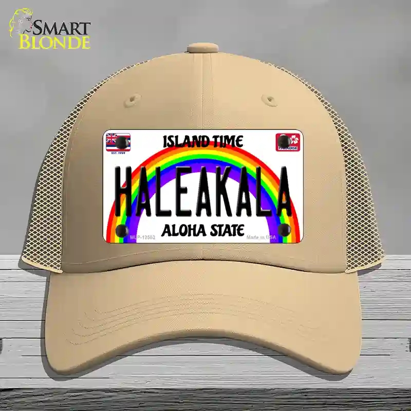 HAT15-MLP-12552 Haleakala Hawaii Novelty License Plate Hat, Mesh - Khaki