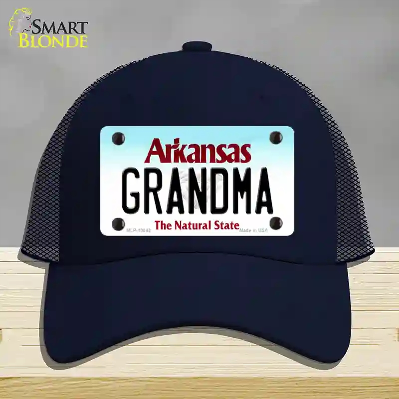 HAT16-MLP-10042 Grandma Arkansas Novelty License Plate Hat, Mesh - Navy
