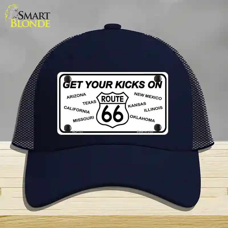 HAT16-MLP-101 Get Your Kicks on 66 Novelty License Plate Hat, Mesh - Navy
