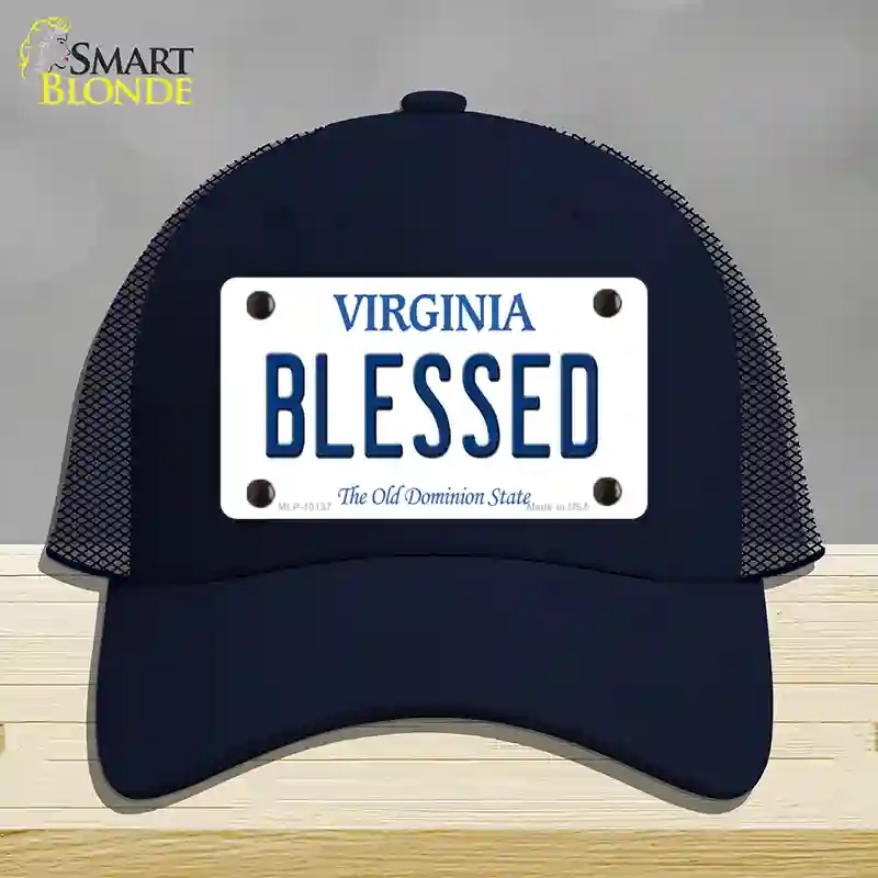 HAT16-MLP-10137 Blessed Virginia Novelty License Plate Hat, Mesh - Navy
