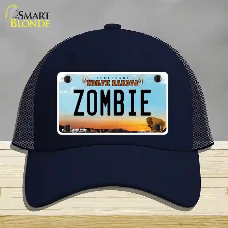 HAT16-MLP-10710 Zombie North Dakota Novelty License Plate Hat, Mesh - Navy
