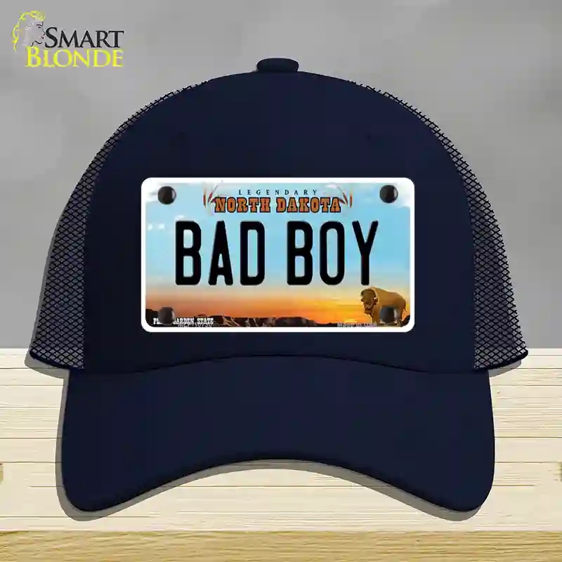 HAT16-MLP-10730 Bad Boy North Dakota Novelty License Plate Hat, Mesh - Navy