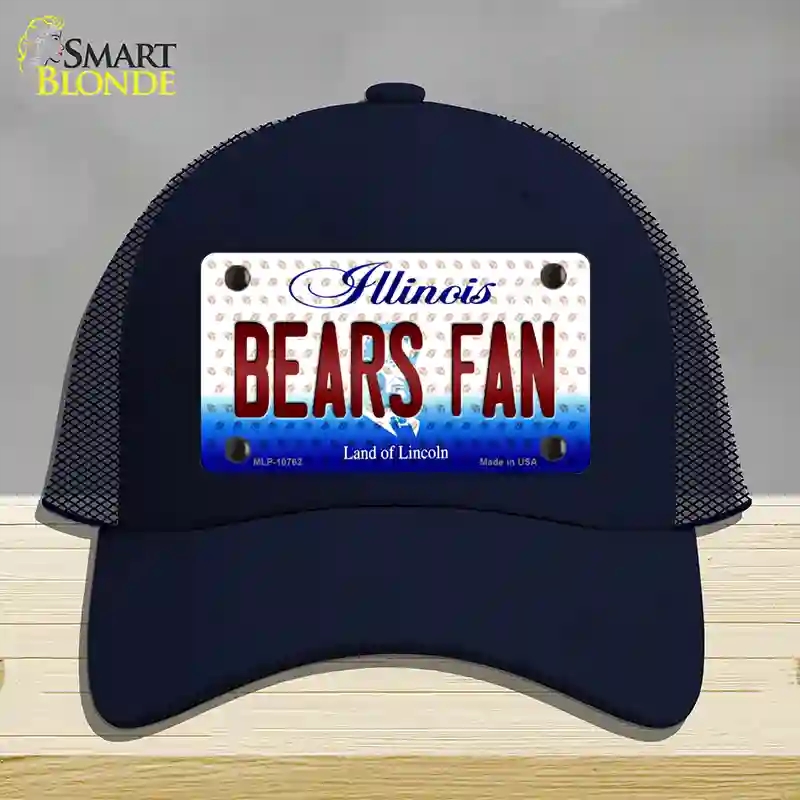 HAT16-MLP-10762 Bears Fan Illinois Novelty License Plate Hat, Mesh - Navy