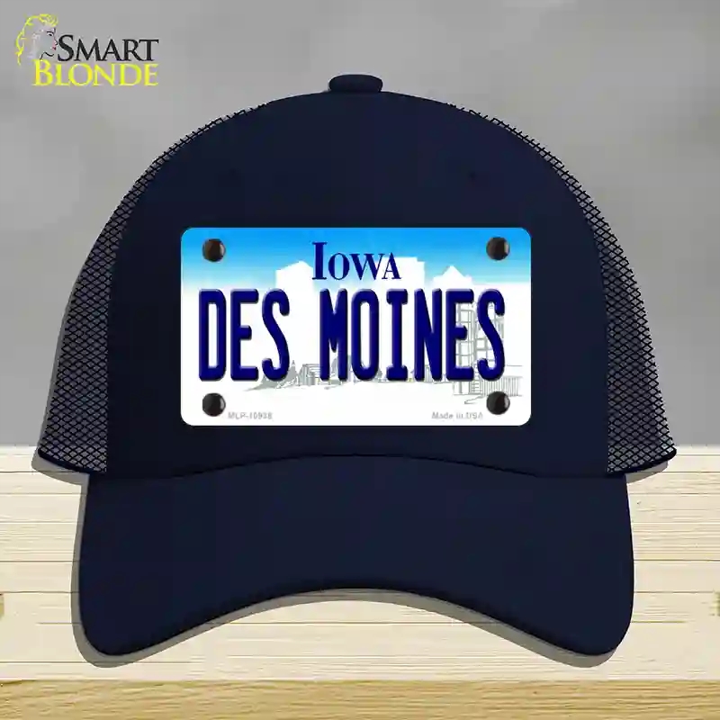 HAT16-MLP-10938 Des Moines Iowa Novelty License Plate Hat, Mesh - Navy