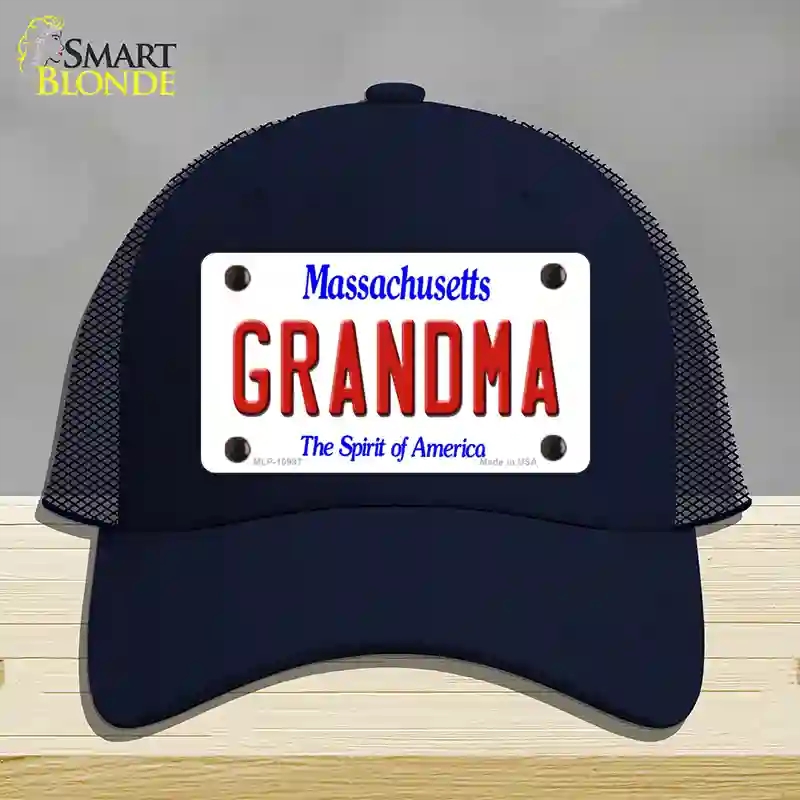 HAT16-MLP-10997 Grandma Massachusetts Novelty License Plate Hat, Mesh - Navy