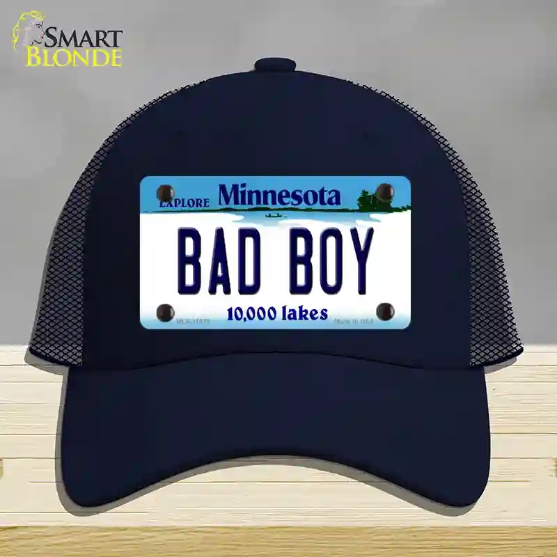 HAT16-MLP-11078 Bad Boy Minnesota State Novelty License Plate Hat, Mesh - Navy