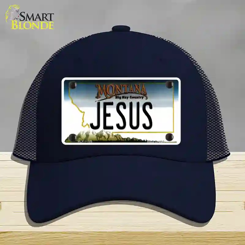 HAT16-MLP-11109 Jesus Montana State Novelty License Plate Hat, Mesh - Navy