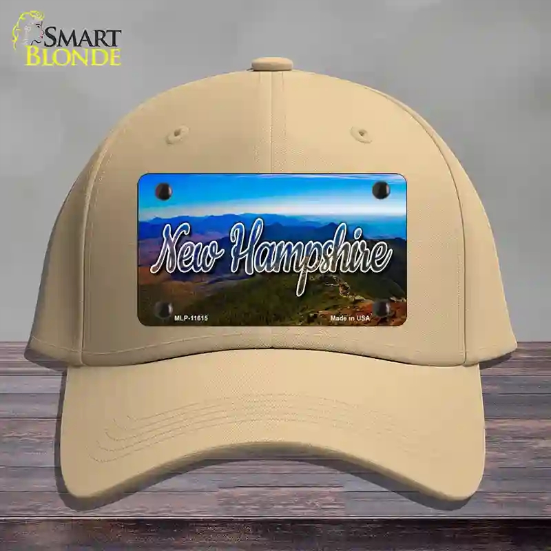 HAT22-MLP-11615   Hampshire Mountain Range State Novelty License Plate Hat, Cotton - Khaki