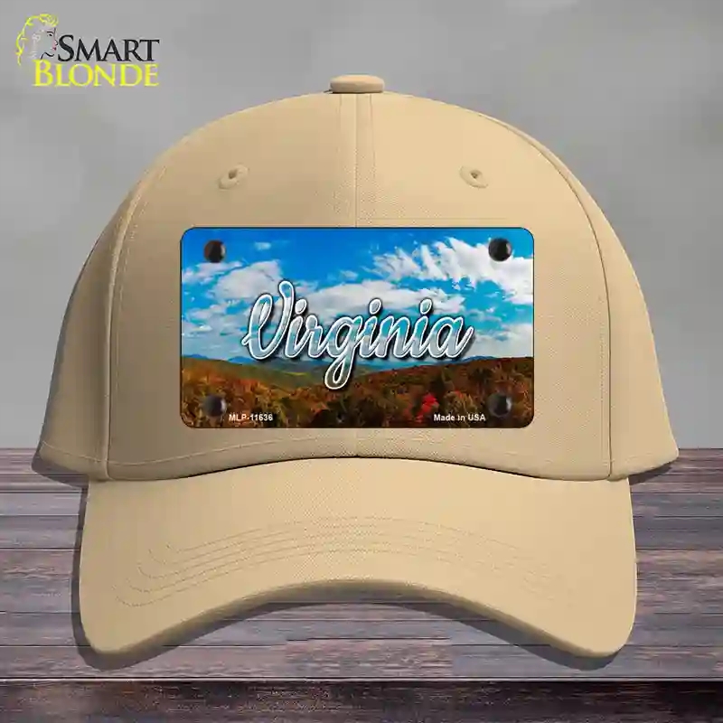 HAT22-MLP-11636 Virginia Mountain Range State Novelty License Plate Hat, Cotton - Khaki