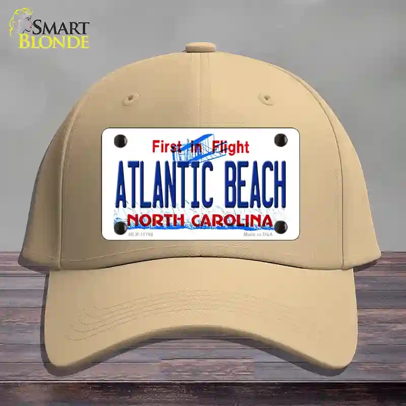 HAT22-MLP-11749 Atlantic Beach North Carolina State Novelty License Plate Hat, Cotton - Khaki