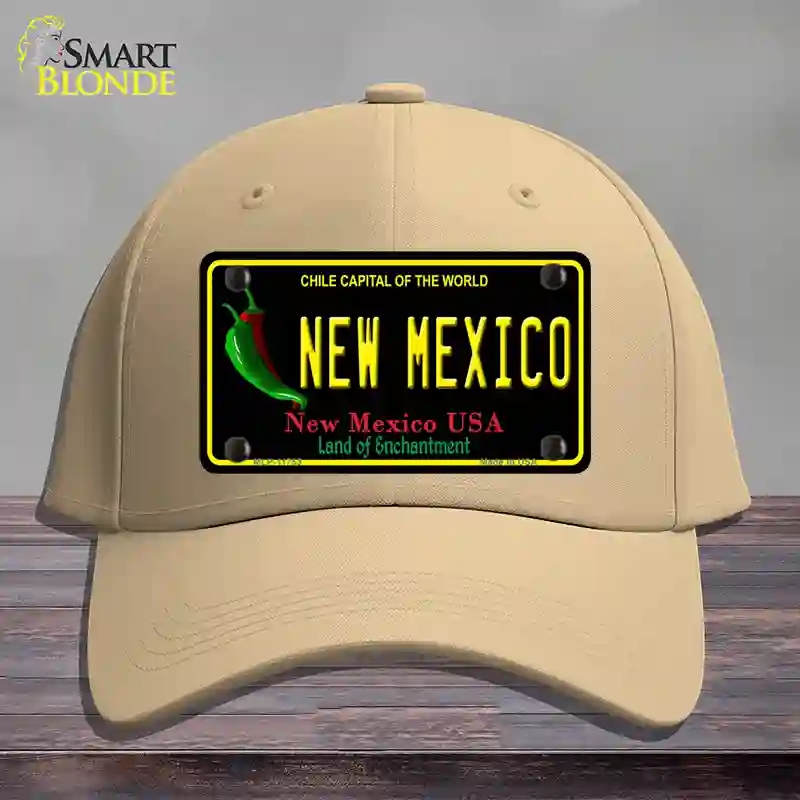 HAT22-MLP-11753   Mexico Black State Novelty License Plate Hat, Cotton - Khaki