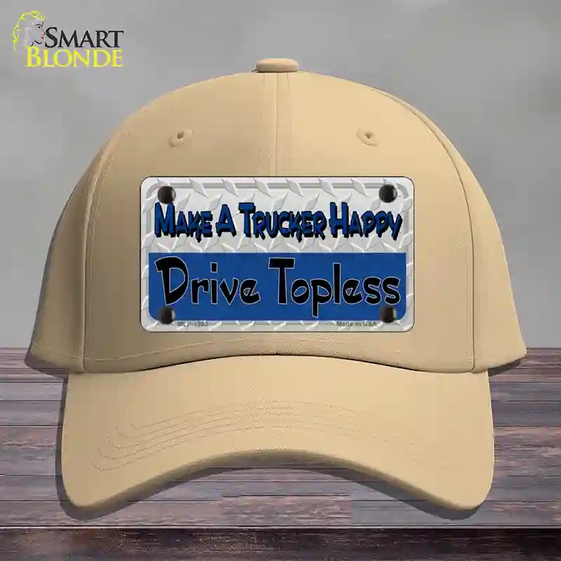 HAT22-MLP-1203 Make a Mesh Happy Novelty License Plate Hat, Cotton - Khaki