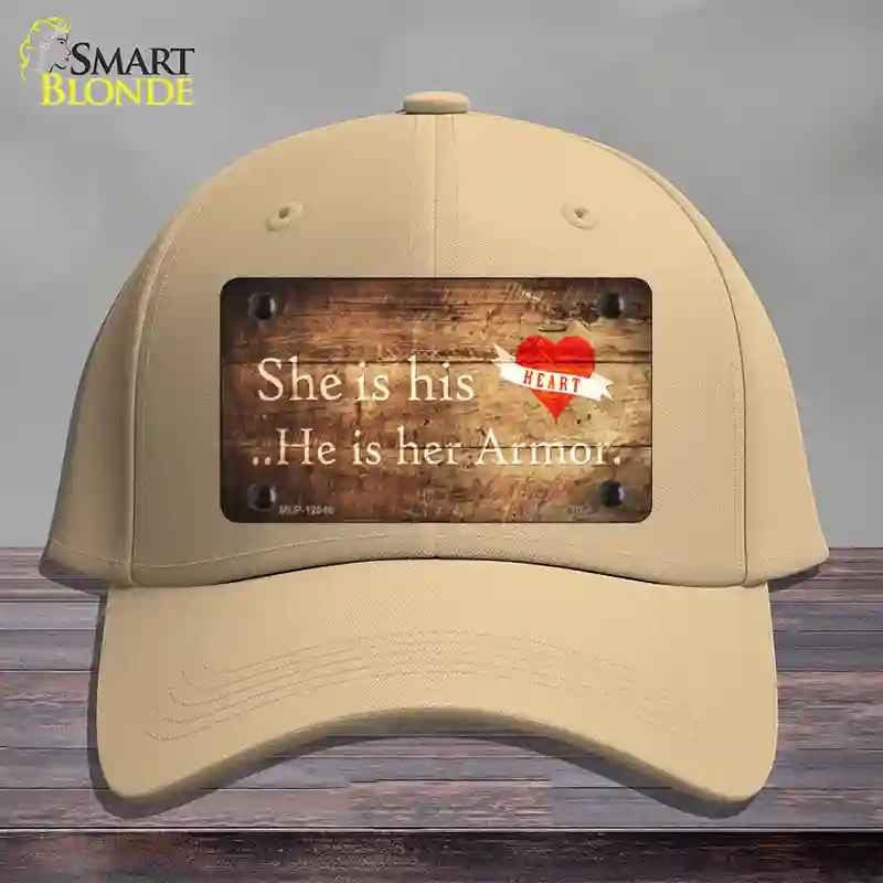 HAT22-MLP-12046 His Heart Her Armor Novelty License Plate Hat, Cotton - Khaki