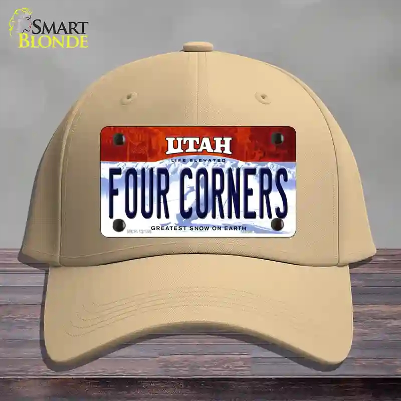 HAT22-MLP-12159 Utah Four Corners Novelty License Plate Hat, Cotton - Khaki