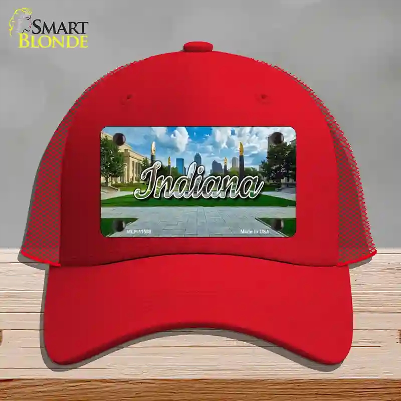 HAT17-MLP-11598 Indiana Sunny Park State Novelty License Plate Hat, Mesh - Red