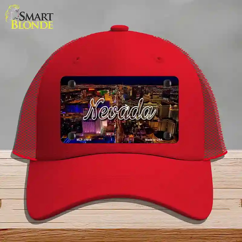 HAT17-MLP-11614 Nevada City Lights State Novelty License Plate Hat, Mesh - Red