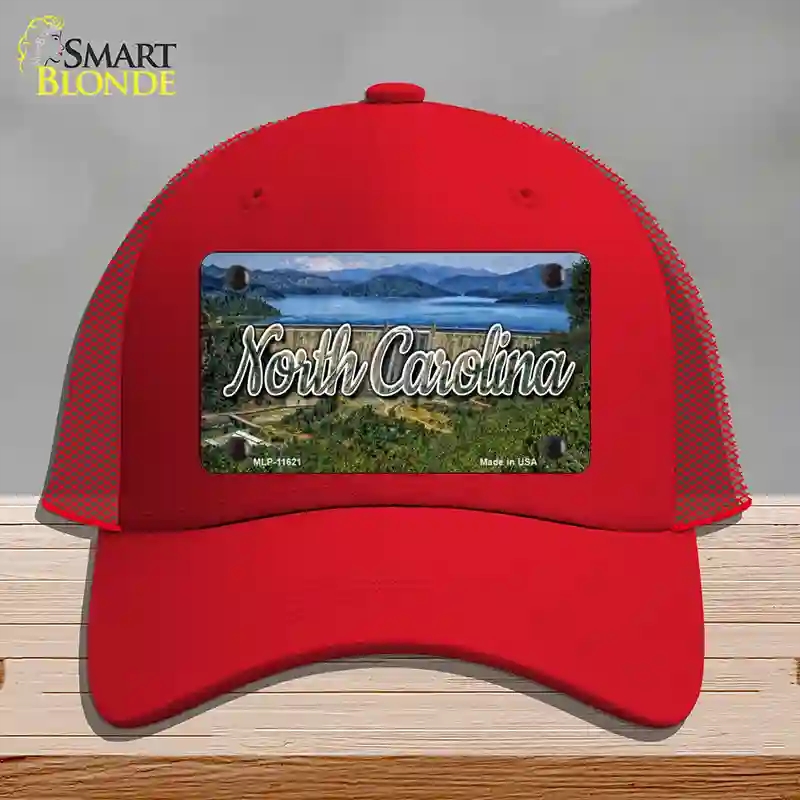 HAT17-MLP-11621 North Carolina Dam State Novelty License Plate Hat, Mesh - Red