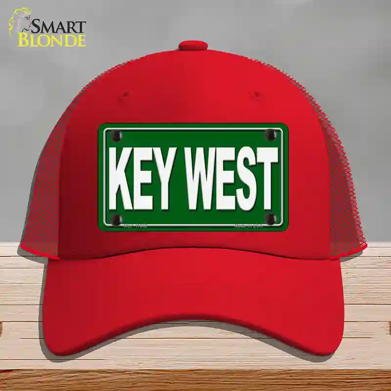 HAT17-MLP-11648 Key West Novelty License Plate Hat, Mesh - Red
