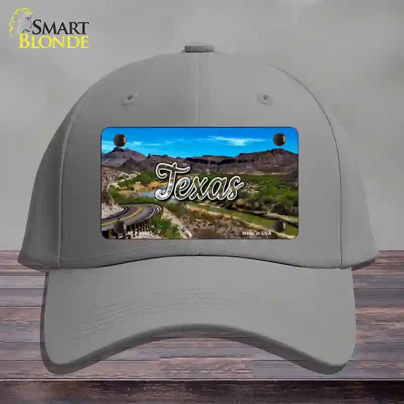 HAT23-MLP-11633 Texas Open Mountain Road State Novelty License Plate Hat, Cotton - Gray