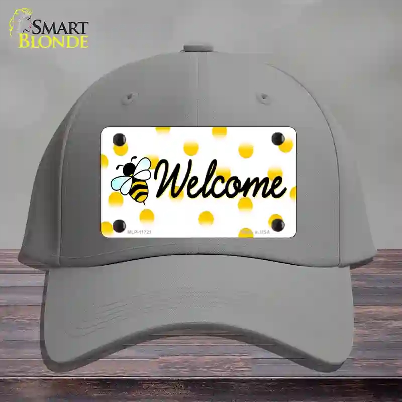 HAT23-MLP-11721 Welcome Bee Novelty License Plate Hat, Cotton - Gray