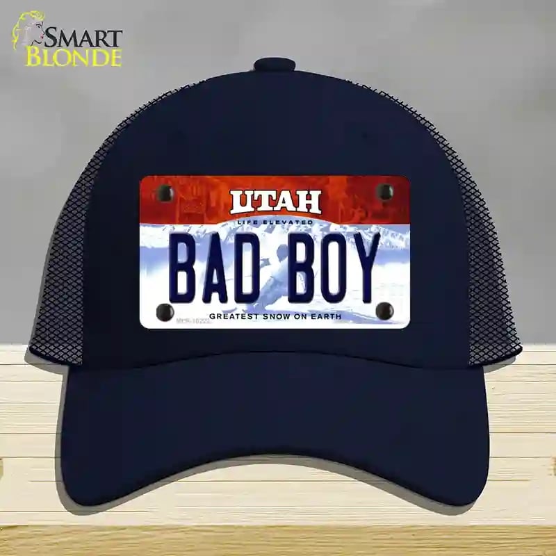 HAT16-MLP-10222 Bad Boy Utah Novelty License Plate Hat, Mesh - Navy