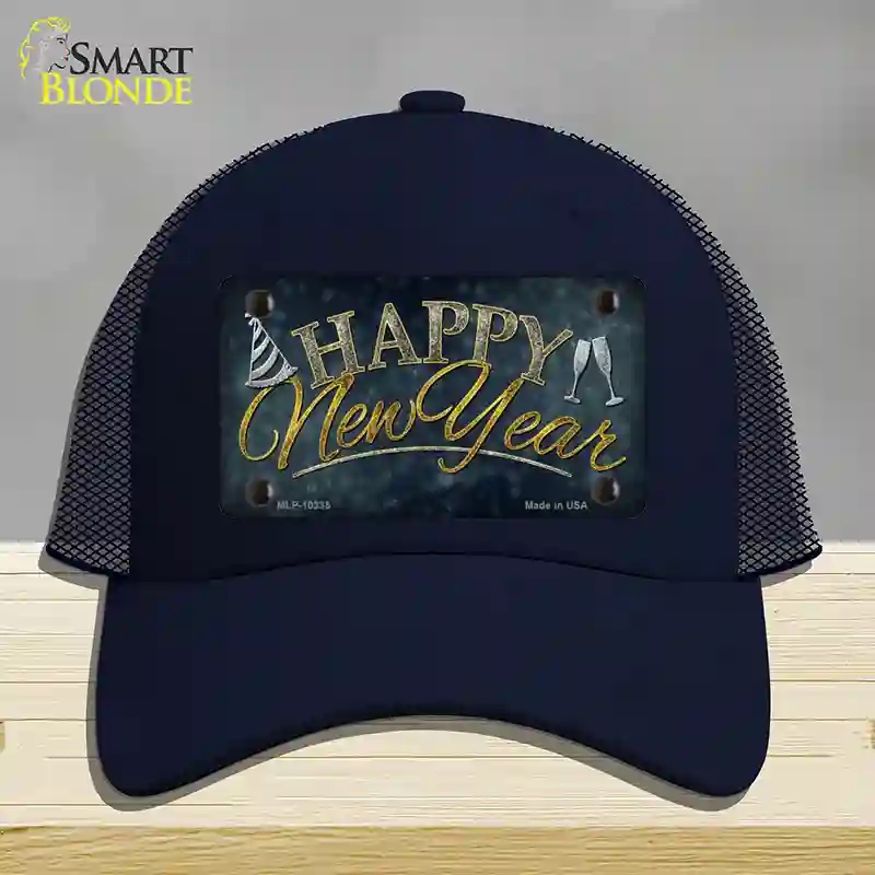 HAT16-MLP-10335 Happy   Year Novelty License Plate Hat, Mesh - Navy