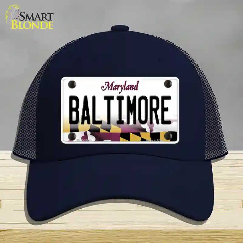 HAT16-MLP-10465 Baltimore Maryland Novelty License Plate Hat, Mesh - Navy