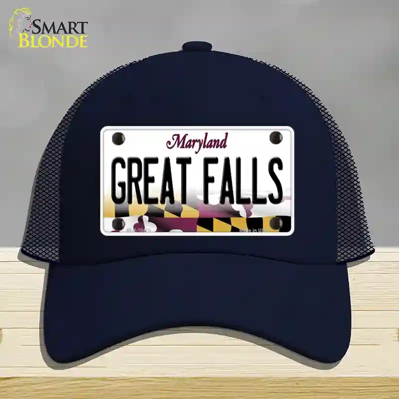 HAT16-MLP-10476 Great Falls Maryland Novelty License Plate Hat, Mesh - Navy