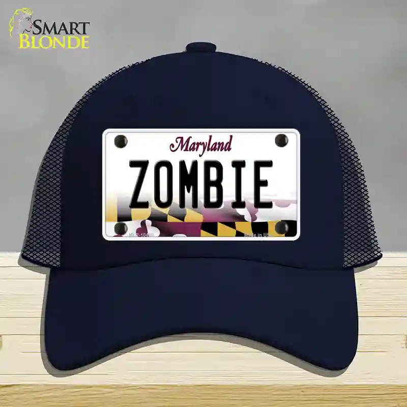 HAT16-MLP-10488 Zombie Maryland Novelty License Plate Hat, Mesh - Navy