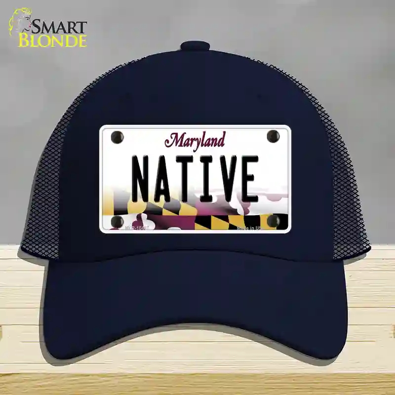 HAT16-MLP-10497 Native Maryland Novelty License Plate Hat, Mesh - Navy