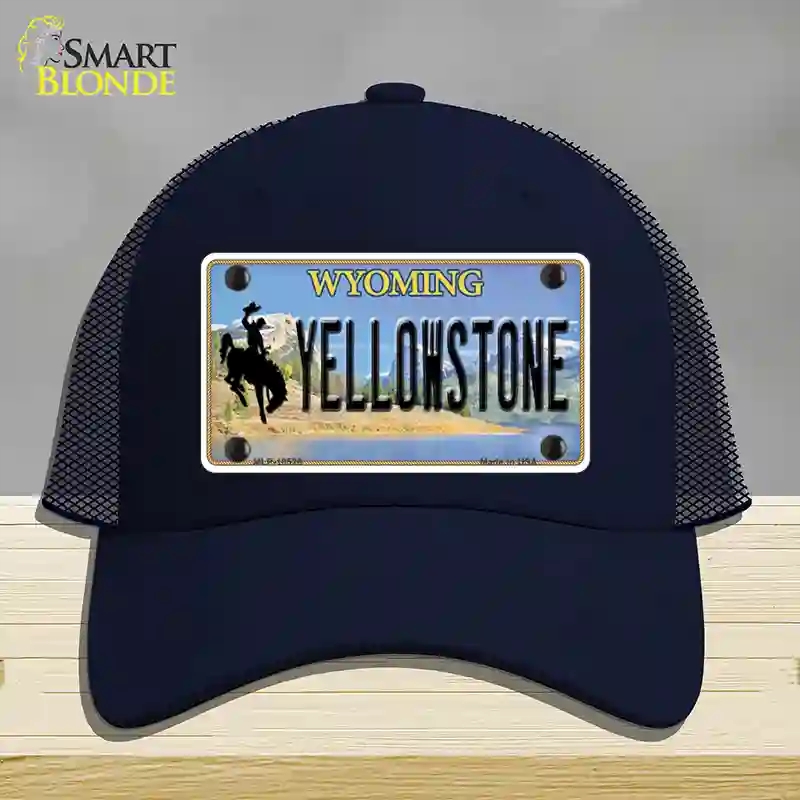 HAT16-MLP-10526 Yellowstone Wyoming Novelty License Plate Hat, Mesh - Navy
