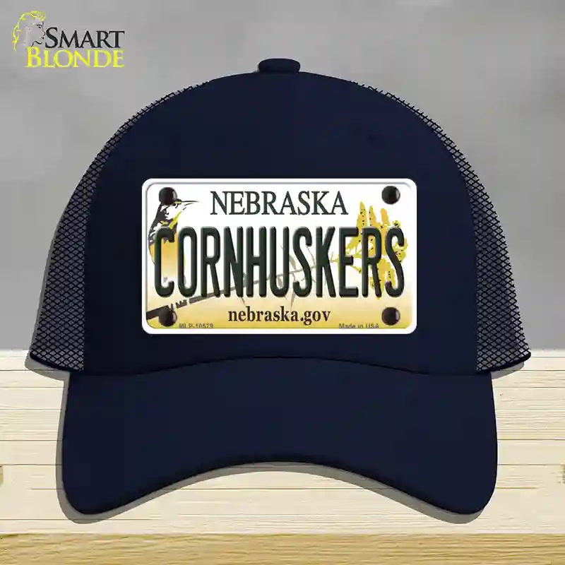 HAT16-MLP-10579 Cornhuskers Nebraska Novelty License Plate Hat, Mesh - Navy