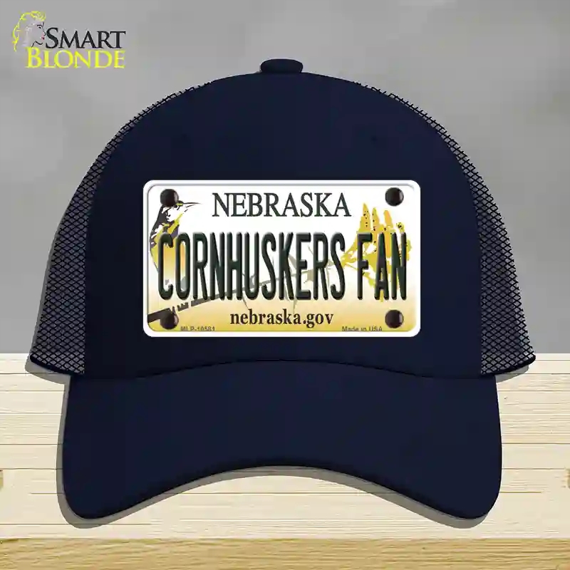 HAT16-MLP-10581 Cornhuskers Fan Nebraska Novelty License Plate Hat, Mesh - Navy