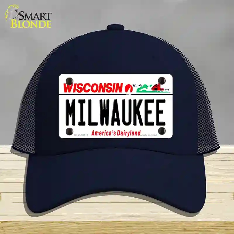 HAT16-MLP-10611 Milwaukee Wisconsin Novelty License Plate Hat, Mesh - Navy