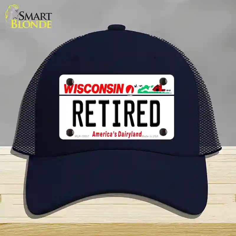 HAT16-MLP-10637 Retired Wisconsin Novelty License Plate Hat, Mesh - Navy