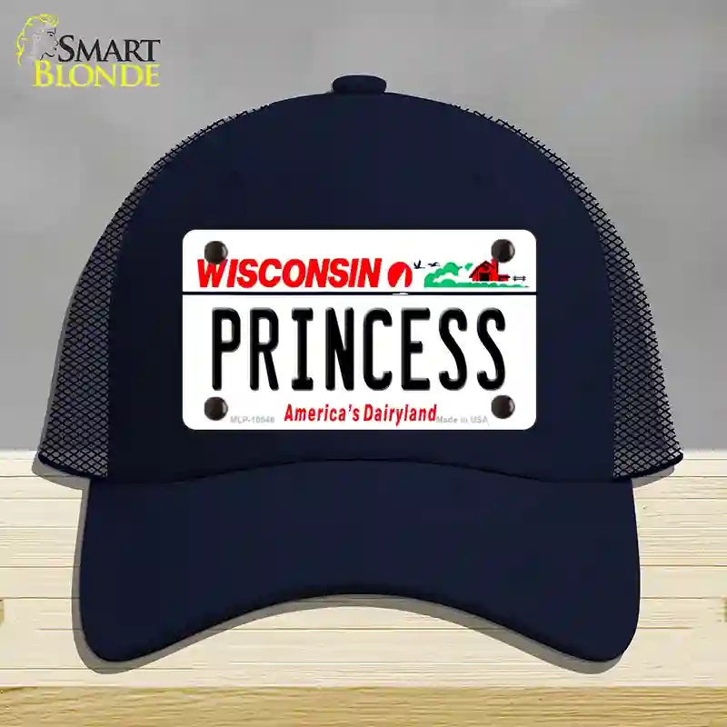 HAT16-MLP-10648 Princess Wisconsin Novelty License Plate Hat, Mesh - Navy